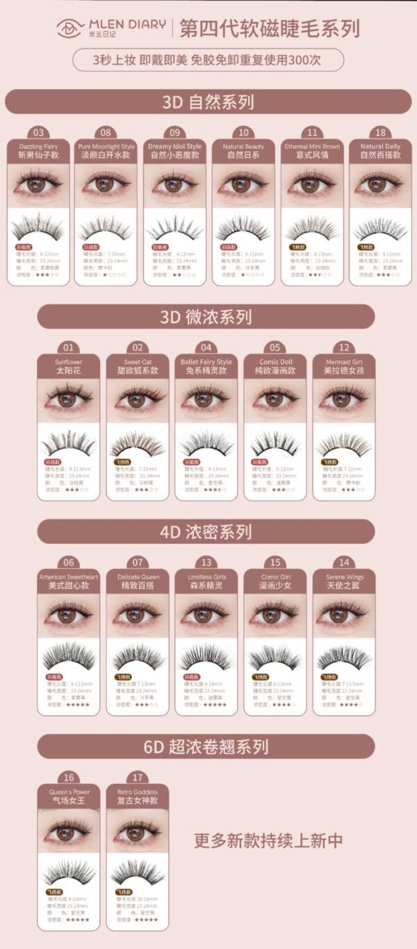 mlen 4th gen magnetic eyelash in mermaid applicator